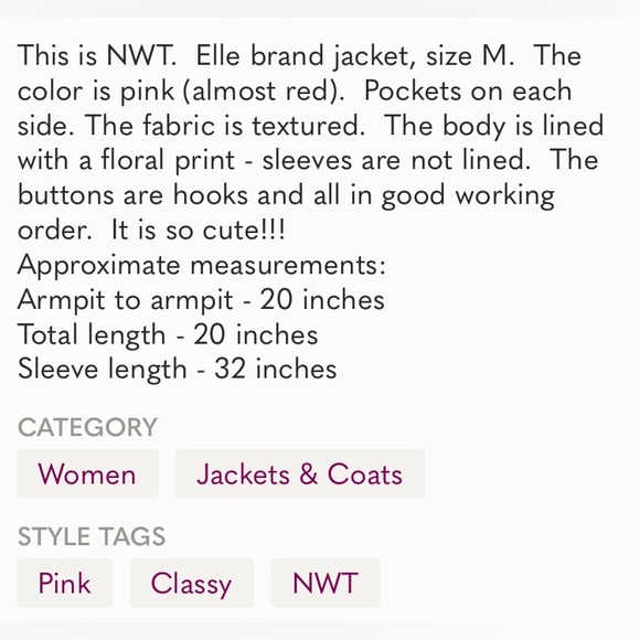 ELLE • Chic Pink Ruffle 3/4 Sleeve Jacket - Picture 8 of 12